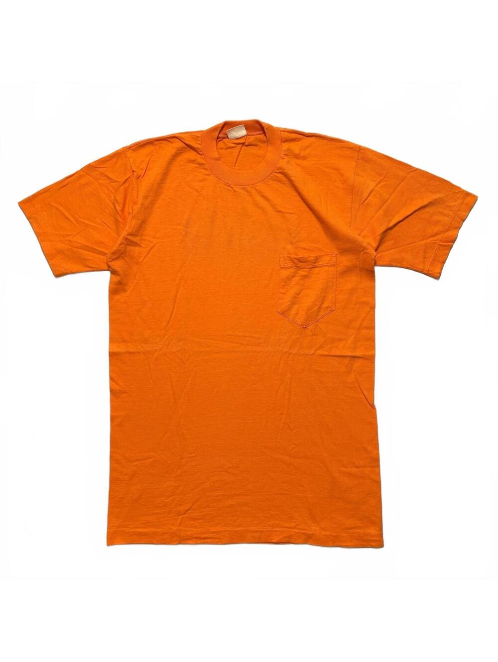 VTG 70's MW Towncraft Blank Selvedge Pocket T-Shirt Men's L Orange 100% Cotton